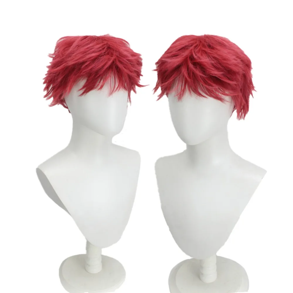 Demon Slayer Akaza Cosplay Pruik Rood Aime Kort Haar