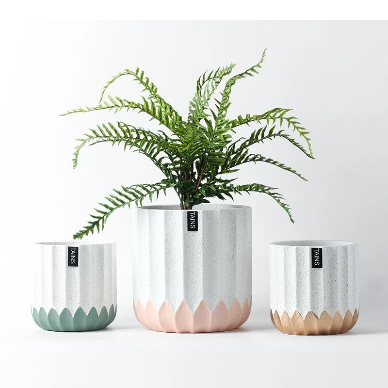 European Style Frosted Cement Flowerpot Gardening Decoration Green Plants Succulents Vase Garden Outdoor