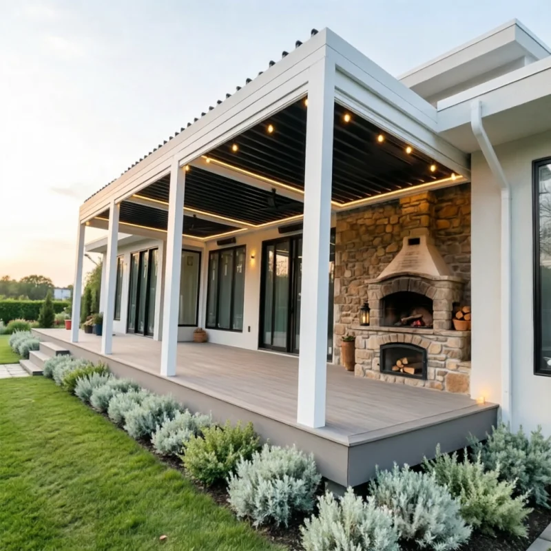 Outdoor Heavy Duty Rainproof Aluminum Pavilion Independent Installation Rust Prevention Pergola Rectangular Leisure Gazebo