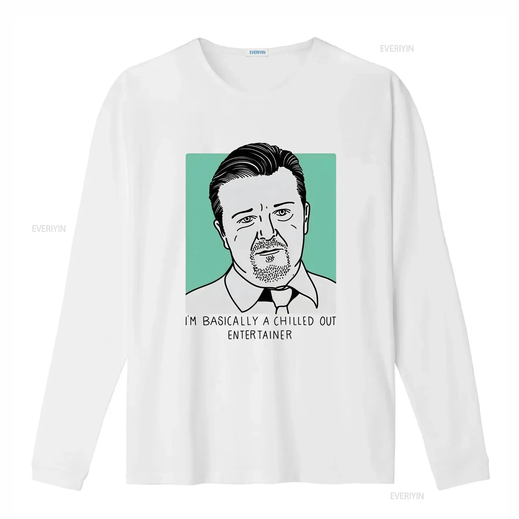 The Office UK T Shirt David Brent I'm Basically A Chilled Out Entertainer Ricky Gervais vintage Washed Top For Everyday Wear