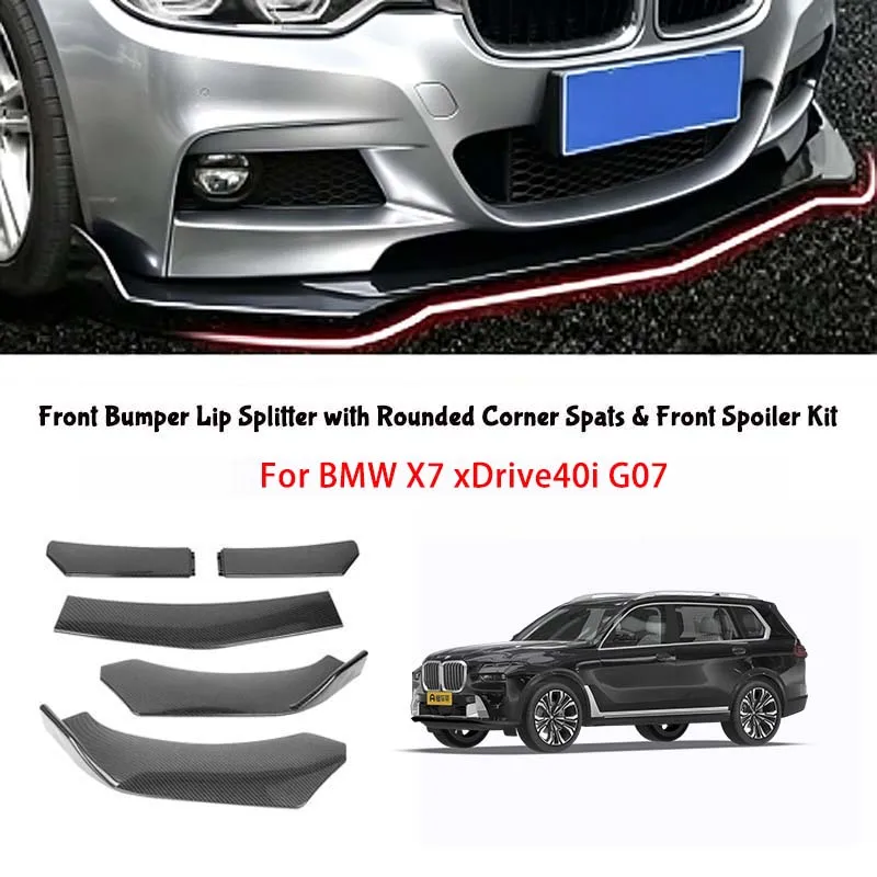 5-Segment Adjustable Front Bumper Lip Splitter Body Kit For BMW X7 xDrive40i G07