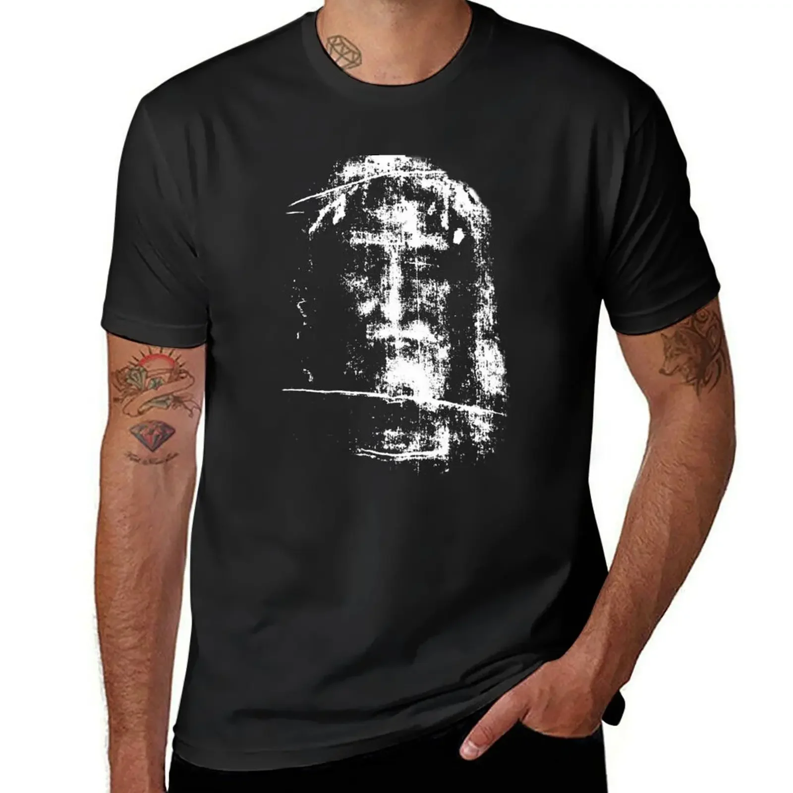 

Shroud of Turin Jesus Christ Face T-Shirt graphic tee shirt quick drying mens plain t shirts