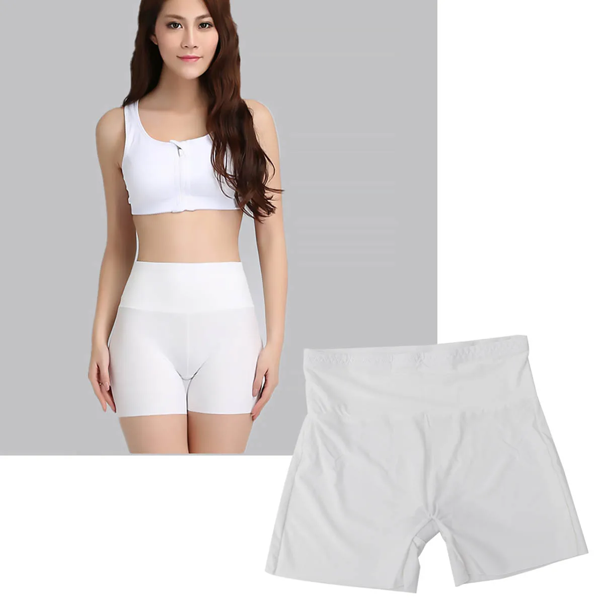 

1Pcs White High Waist Safety Pants Ice Silk Underskirt Shorts Breathable Elastic Slimming Leggings for Skirts and Dresses