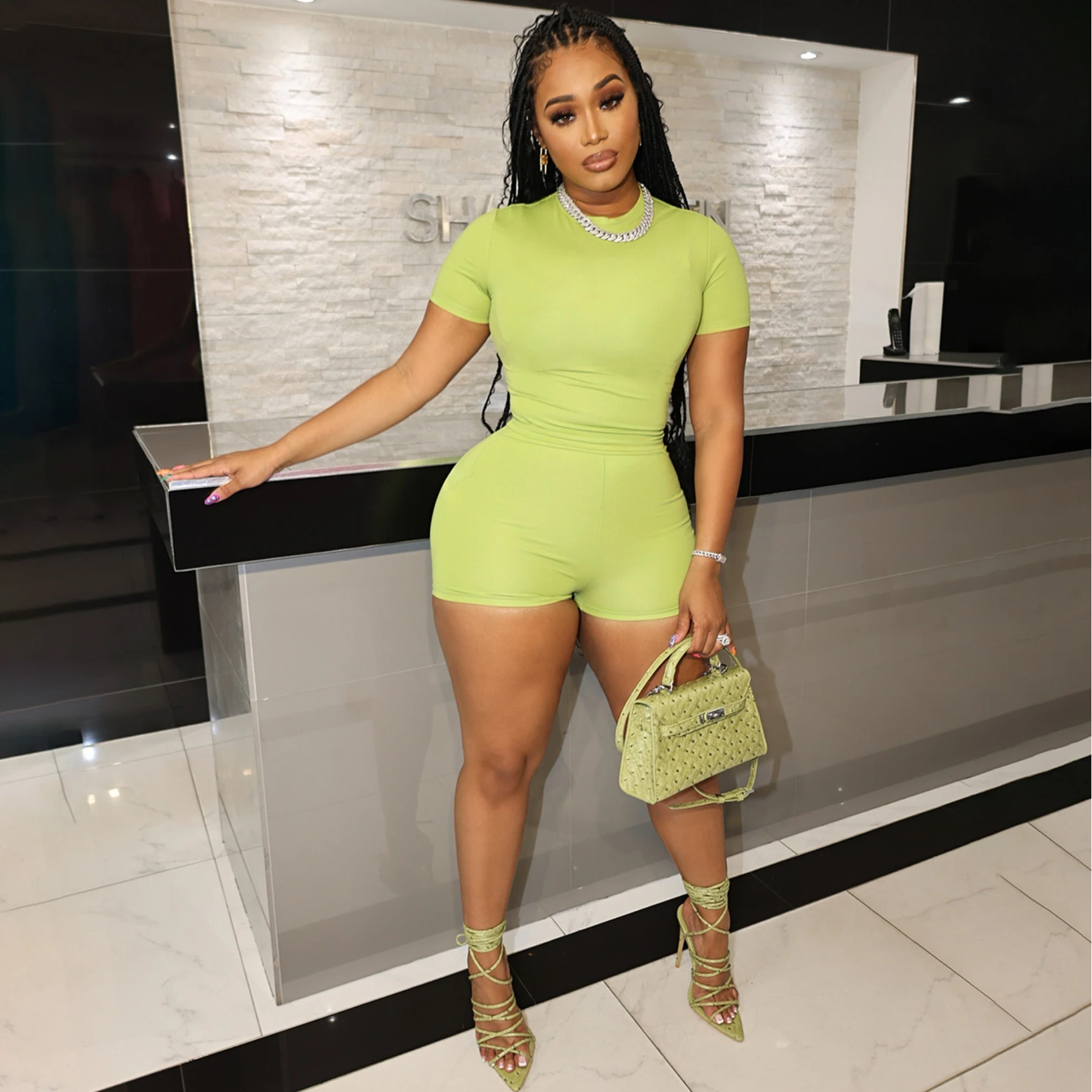 Shorts Pant Set Women Two Piece Sets Matching Sets Short Sleeve Casual Tops Y2k Streetwear Bodycon Elastic Waist Pants