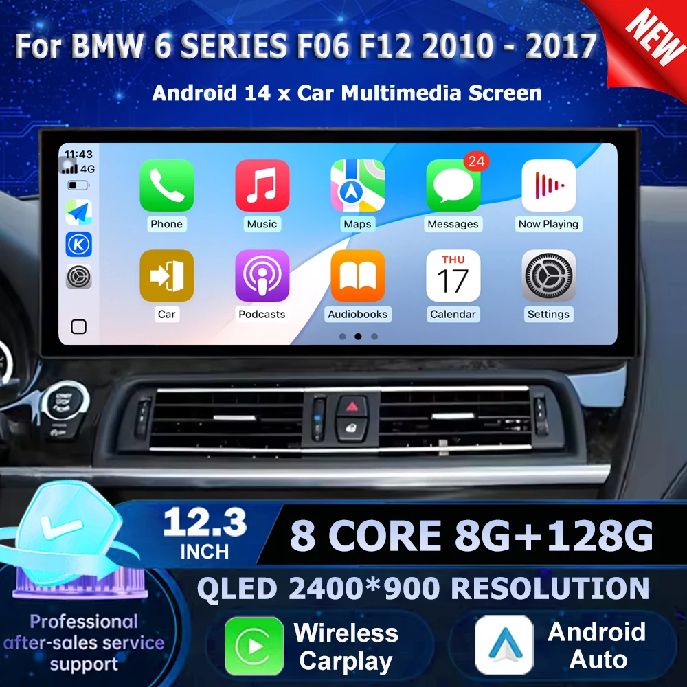 

Android 16 For BMW 6 SERIES F06 F12 2010 - 2017 CIC/NBT System Car Multimedia Video Player GPS Navi 4G BT Wireless Carplay