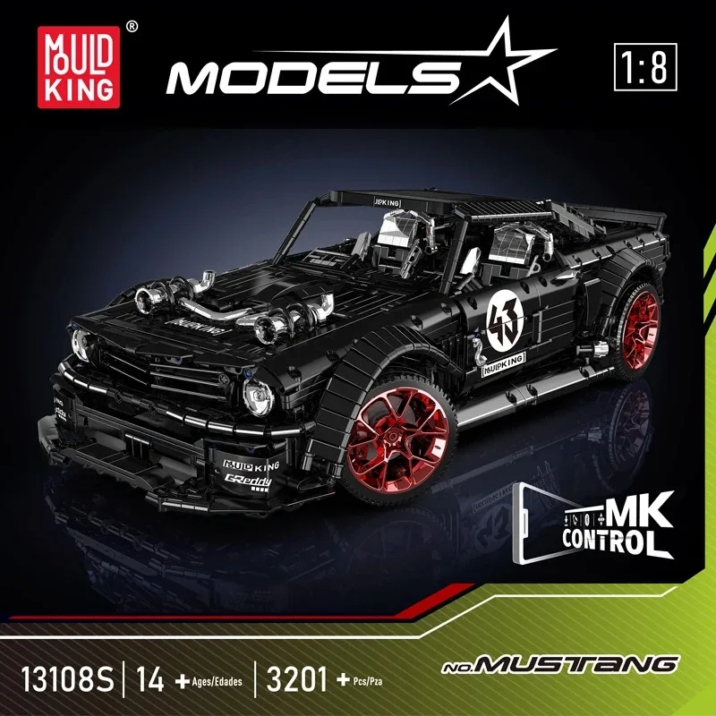 MOULD KING 13108 Technical Mustang Hoonicorn Sport Car Model Building Blocks Technology Racing Car Toy for Boys and Adults