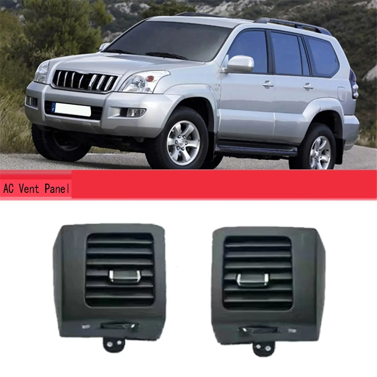 Salida de ventilación de aire para salpicadero, rejilla de aire acondicionado, color negro, para Toyota Land Cruiser Prado 120 Lexus GX470 03-09