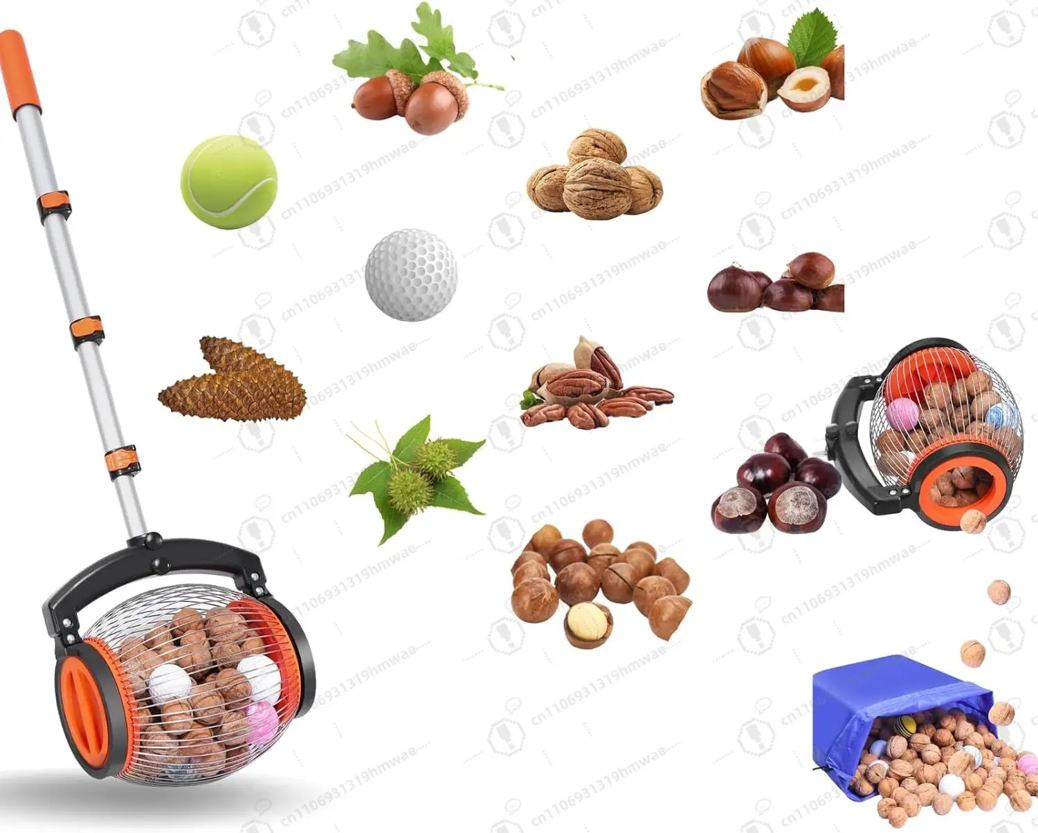 

2026 Nut Gatherer 26.37-56.3 Inch Acorn Picker Upper Roller for Walnuts Chestnuts Fallen Apples Tennis Balls
