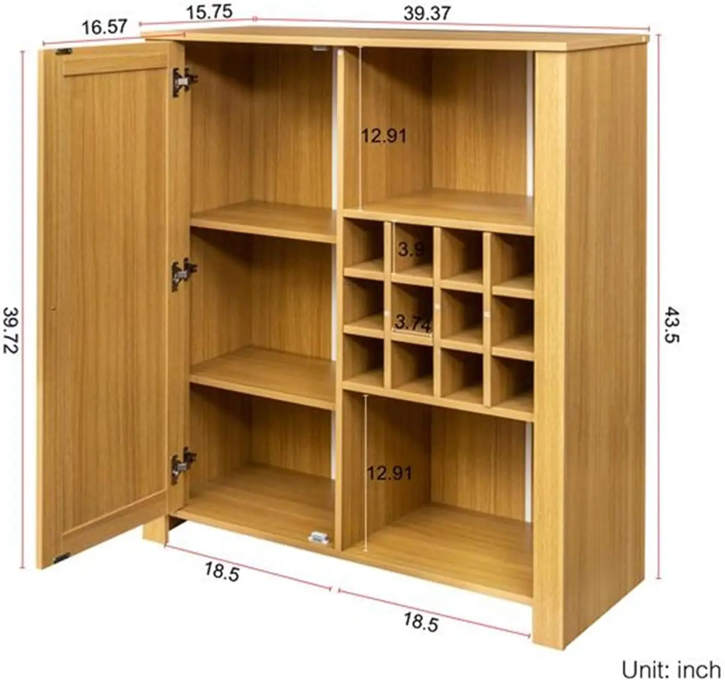 Multifunctional Storage Cabinet, Rattan Cabinet With 12 Wine Bottles Slots, Sideboard Buffet Cabinet, File Cabinet, Record