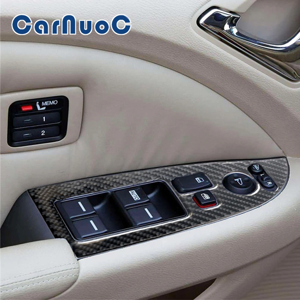 

Carbon Fiber Stickers Car Door Window Lifting Control Panel Decorative Cover Trim For Honda Odyssey 2005-2010 Interior Accessory