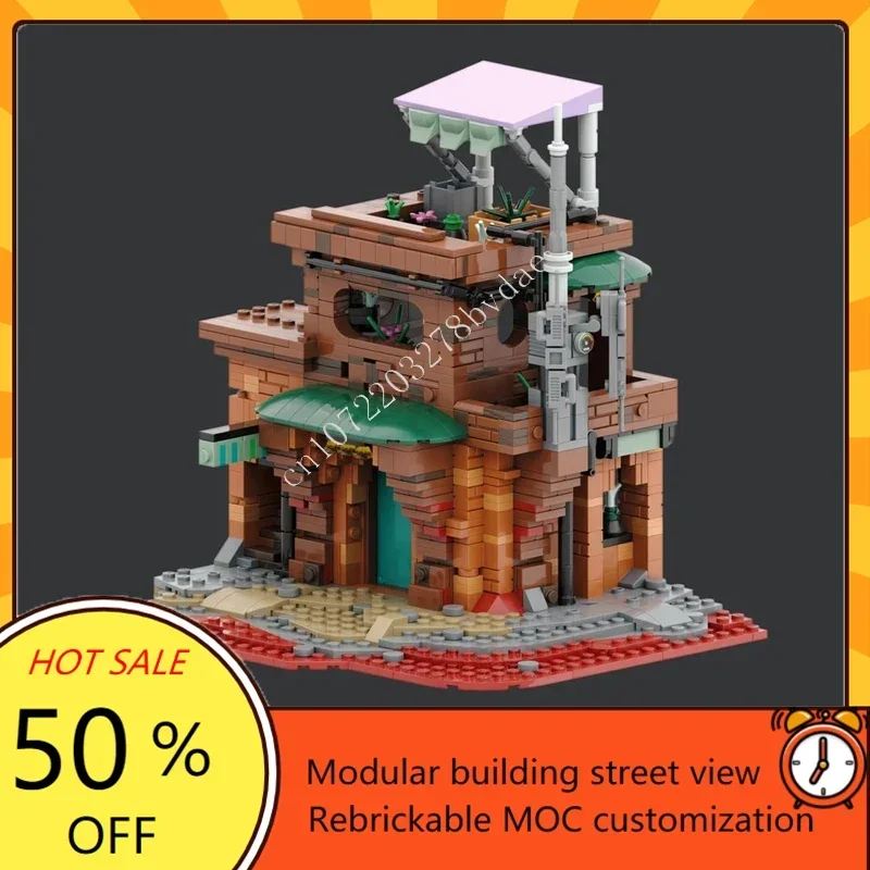 

1082 шт., сборка «сделай сам», Andor Streets of Ferrix, магазин растений, креативный праздник, MOC StreetView, пазлы на заказ, игрушка в подарок для детей в возрасте