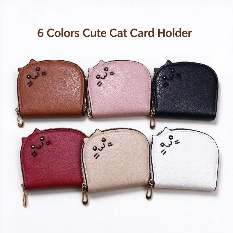 Cartoon Cat Wallet Card Holder Set Large Capacity Multi Card Slot for Driver's License Vehicle License ID Bank Cards Storage