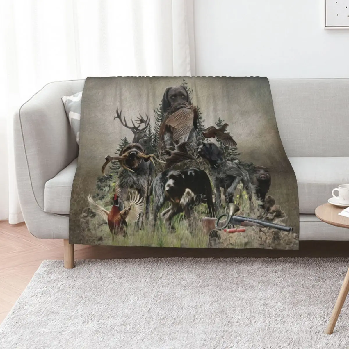 German Wirehaired Pointers, GWP Pointing dog Throw Blanket Decoratives Kid'S Furry Tourist Weighted Blankets For Sofas Blankets