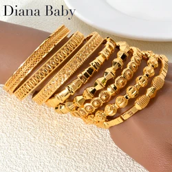 7MM Dubai Gold Color Bangle Snake Shape Geometry Hard Bracelets For Women Indian Italy New Hand Jewelry Hip Hop Style