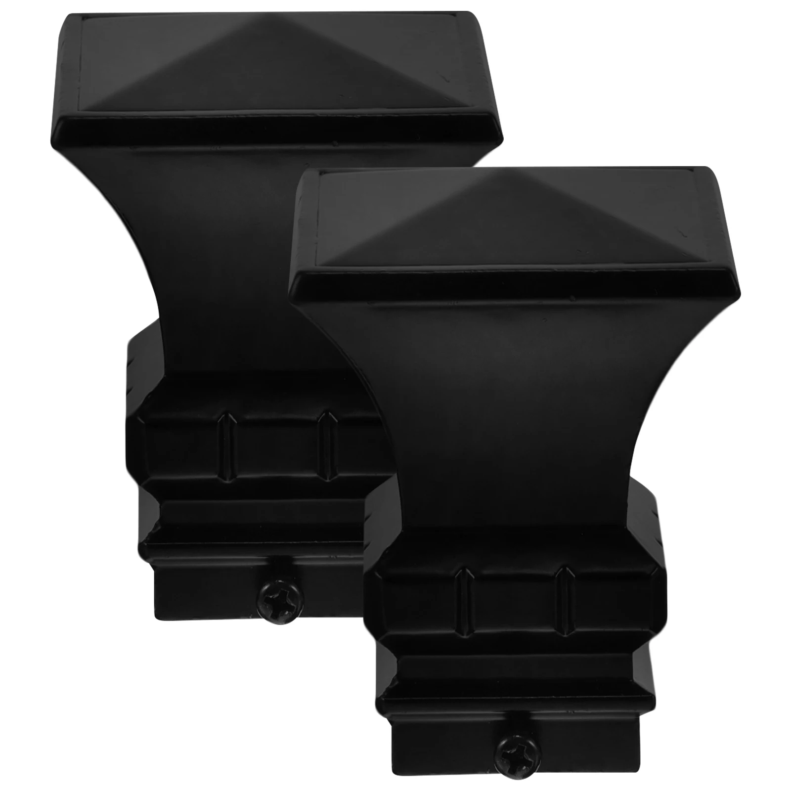 

2pcs Roman Head Finials Iron Curtain Rod Ends Decorative End Caps Home Office Replacement Pole Accessories Black Square Tips
