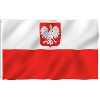 Poland State Ensign Flag Vivid Color and Fade Proof Double Stitched Polish Eagle Flags Polyester with Brass Grommets Home Decor