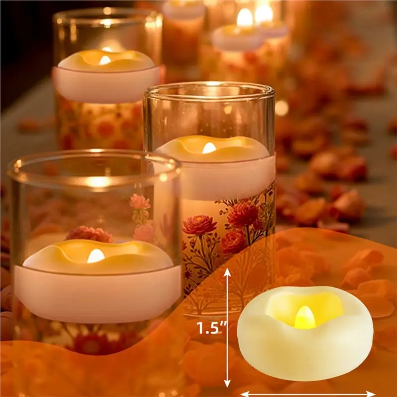 ABFI Battery Operated LED Floating Candles 24PCS Flameless Electronic For Wedding Party Christmas Decorations