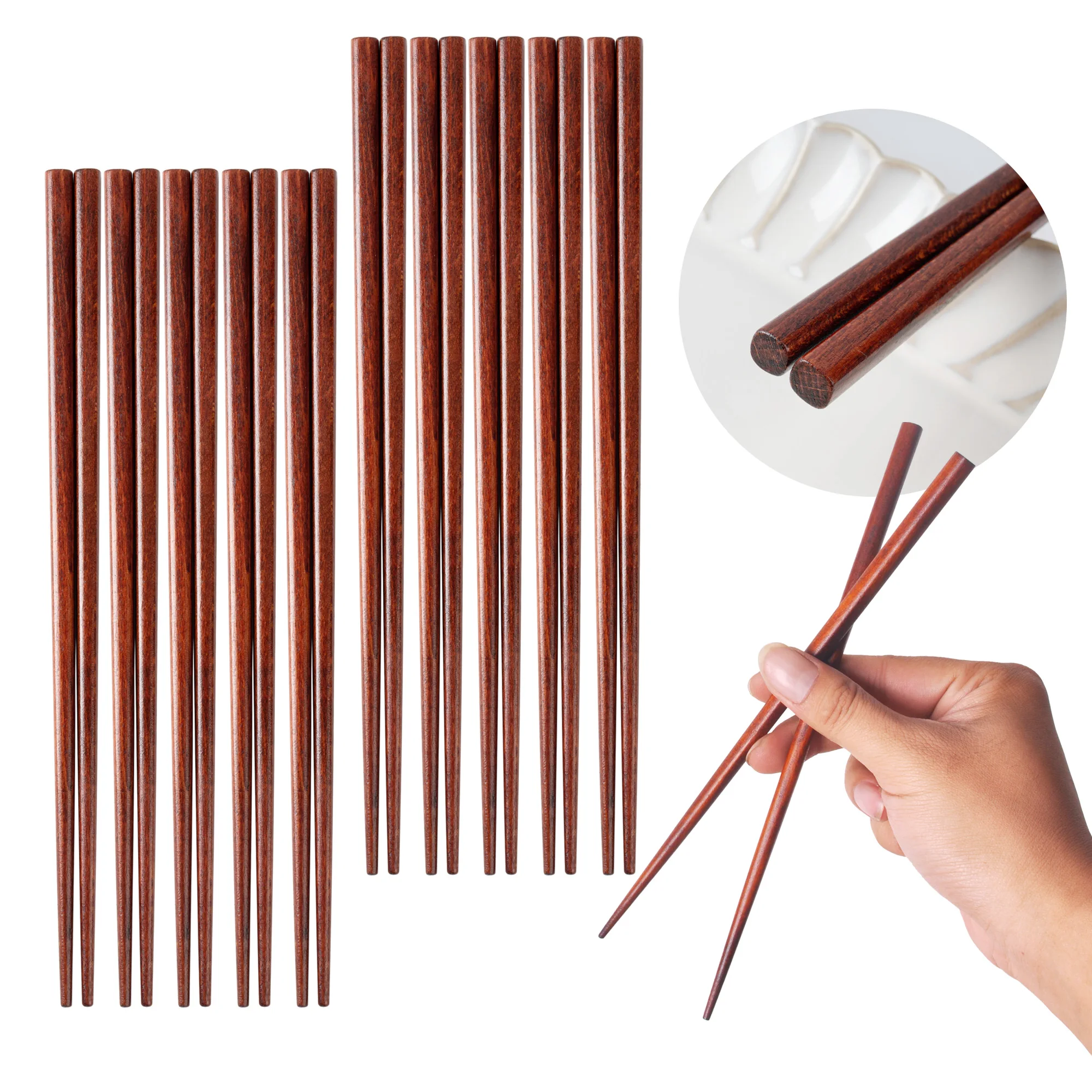 5/10PCS Japanese Style Pointed Chopstick Natural Wooden Chopsticks Cooking  Sushi  Home Hotel  Cutlery