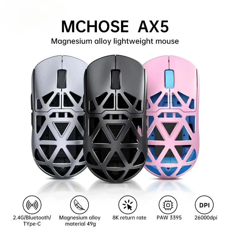 Imagem -06 - Attack Shark x Mchose Ax5 Liga de Magnésio Mouse Leve sem Fio Paw3395 Sensor Acessórios para Mouse para Jogos com Fio de Baixa Latência