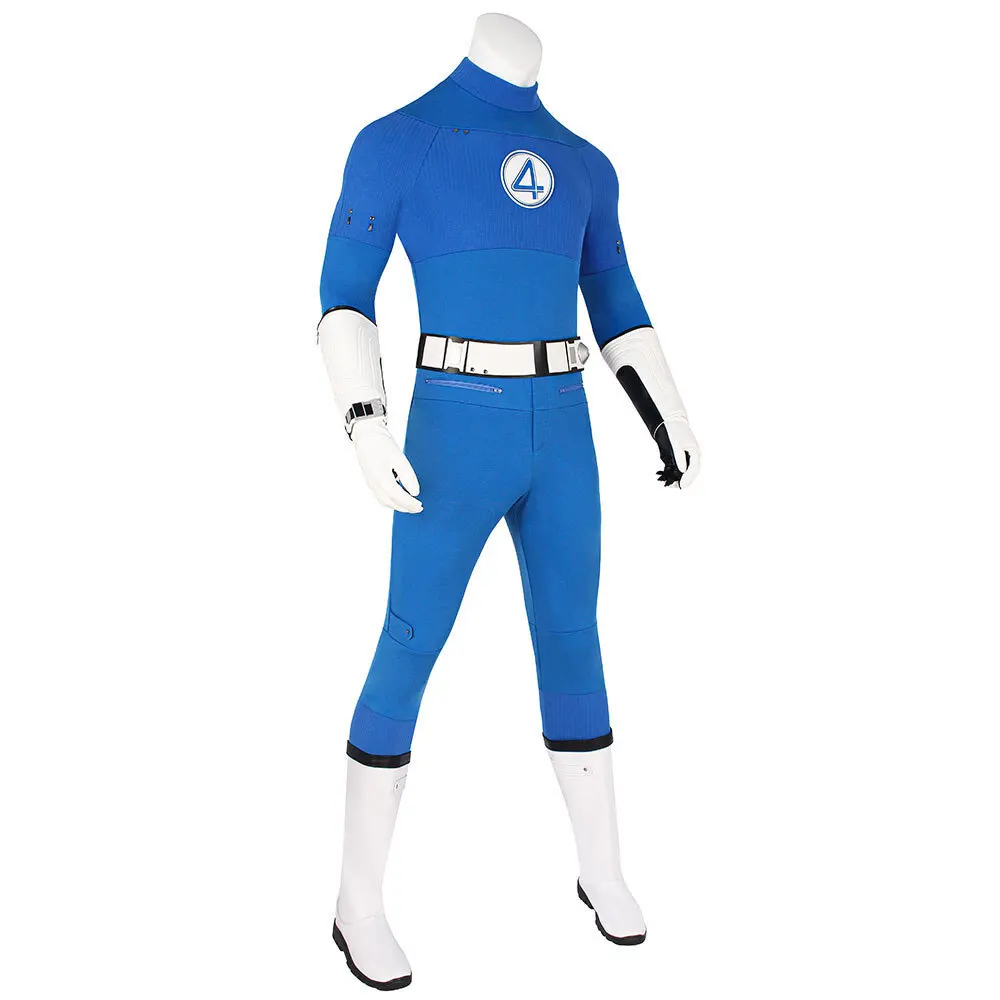 Film Fantastische Cos Vier Reed Richards Cosplay Kostüm Blau Overall Fullset Superhero Zentai Party Unsichtbare Mann Overall Cos