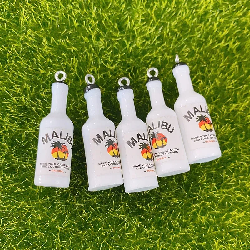 10Pcs Kawaii Mini Coconut Drink Bottle Resin Pendants Popular Cup Charms DIY Craft Supplies for Earrings Keychains Jewelry