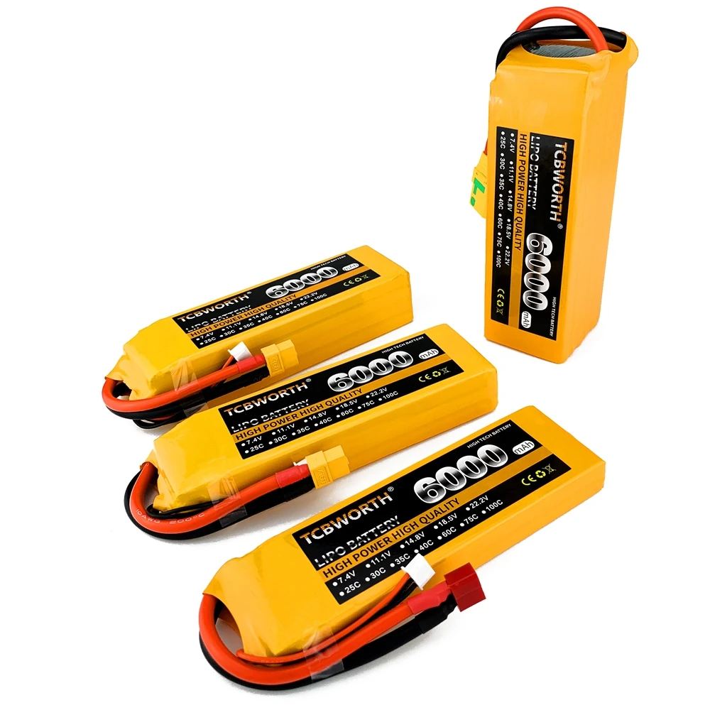 

3S 11.1V 6000mAh 40C LiPo Battery with Tr Plug for RC Car/Truck, Boat,Drone,Buggy,Truggy,Helicopter