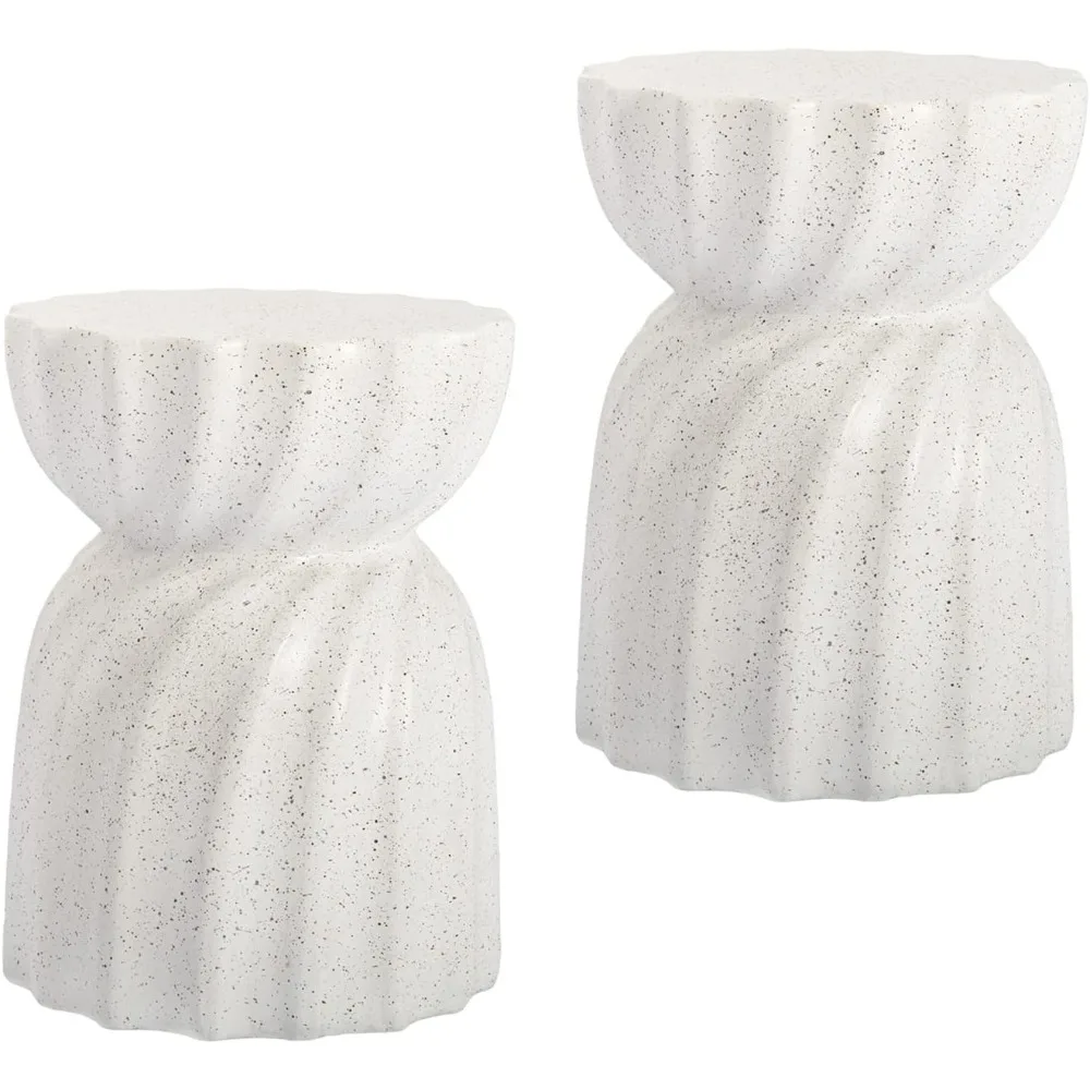 

Pair of Modern Concrete Outdoor Side Tables - Lightweight Patio End Tables for Contemporary Style