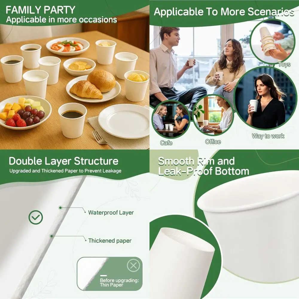 

1000 Pack 8 oz Disposable Paper Cups for Hot Drinks, Ideal for Parties, Picnics, and Events