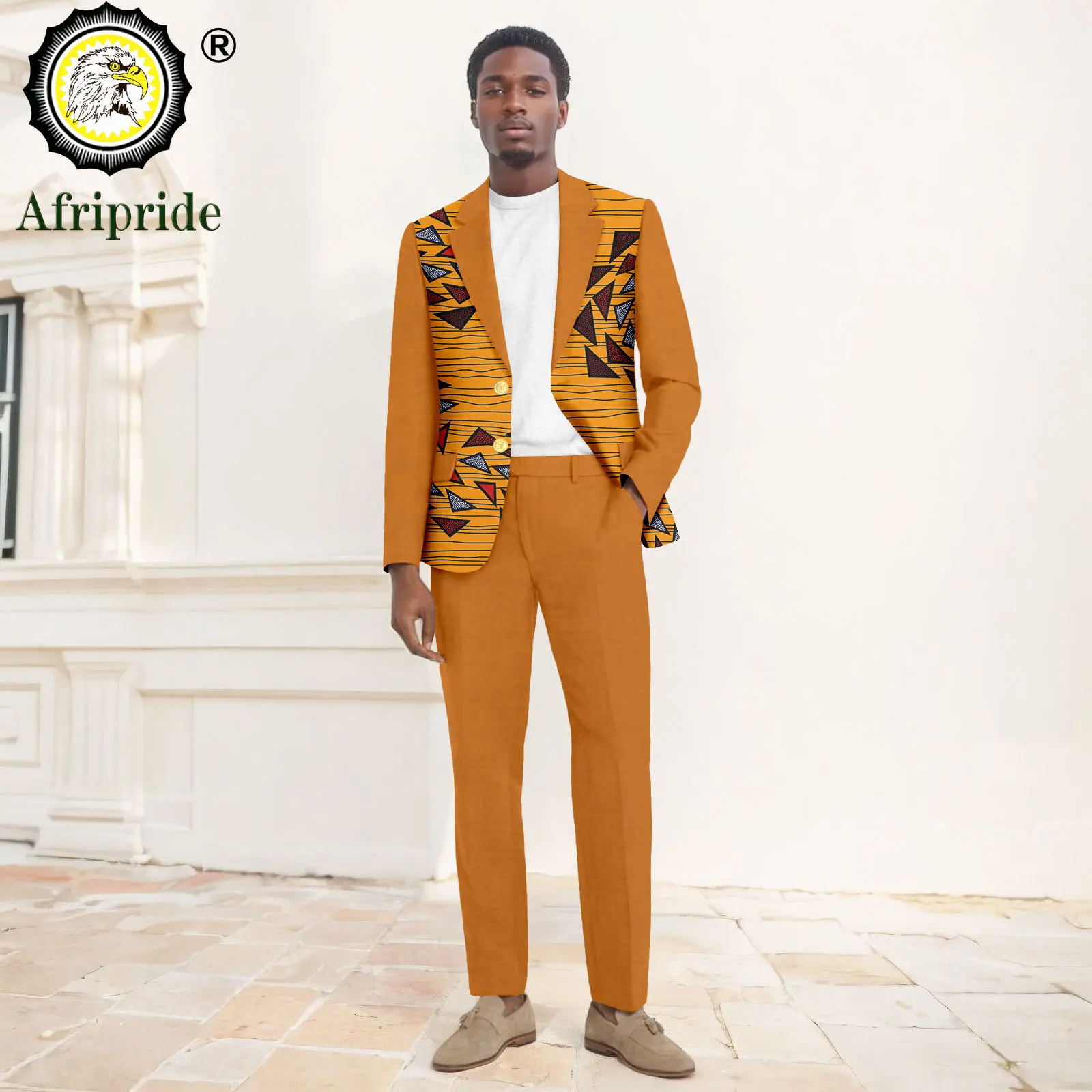 African Suits for Men Slim Fit Two Buttons Print Jacket and Trousers 2 Piece Set Dashiki Men Business Suits for Wedding 2516030