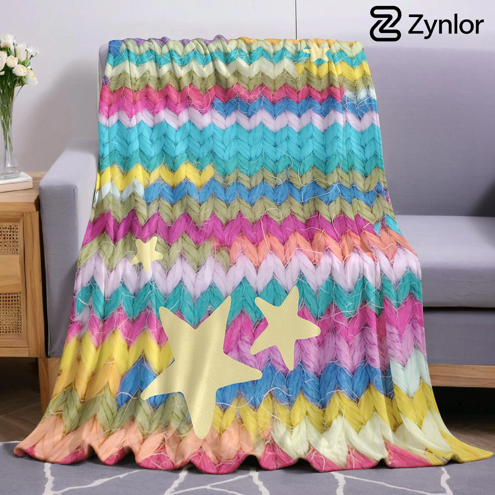 Knit Star Lightweight Microfiber Soft Christmas Fleece Blanket Warm Cozy Throw for Bed Sofa Office Travel All Season