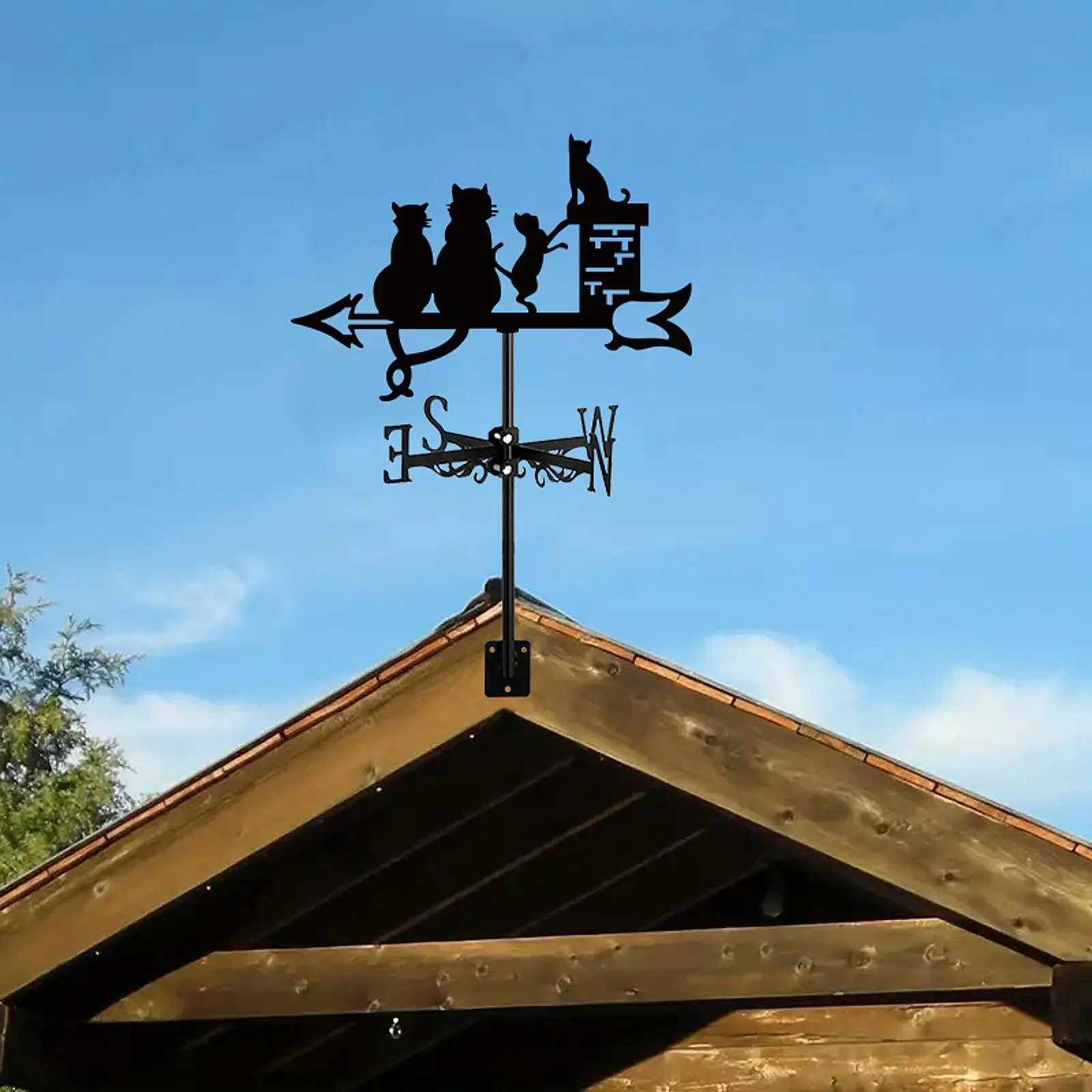 Cat Figurine Weather Vane Wind Direction Indicator Ornament Gift Weathervane for