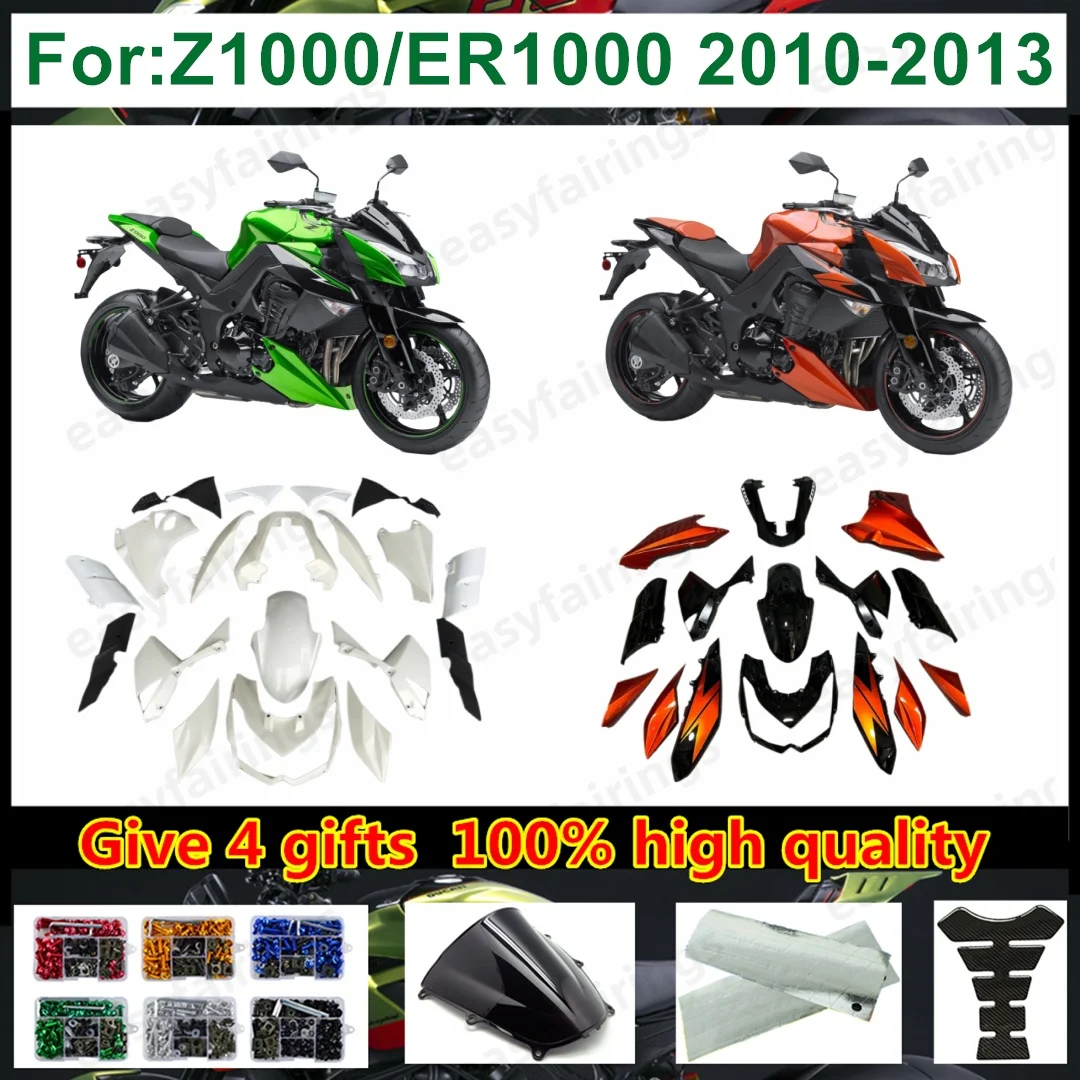 Injection ABS Motorcycle Full Fairing Kit Bodywork Set For Z1000 2010-2013 Pre‑Drilled Complete Aftermarket Body Panels Fairings