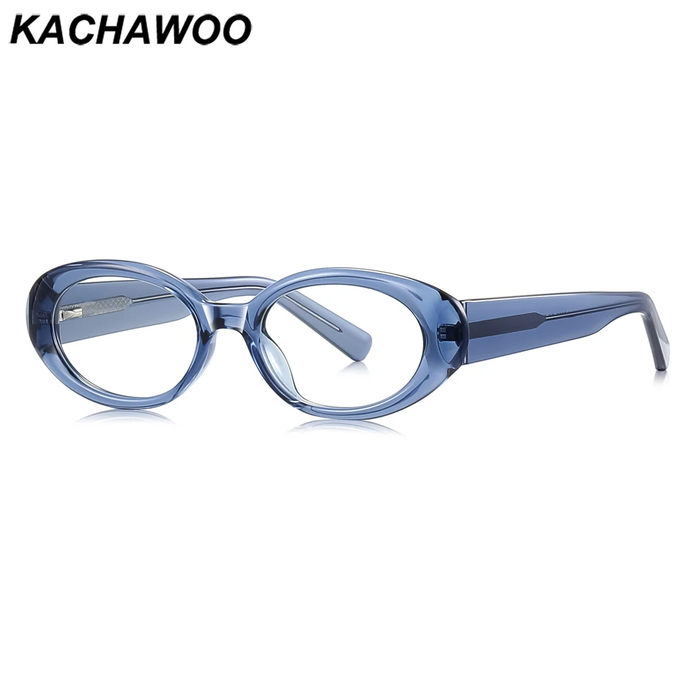 

Kachawoo anti blue light glasses male TR90 frame retro oval glasses frame female unisex European style blue grey transparent
