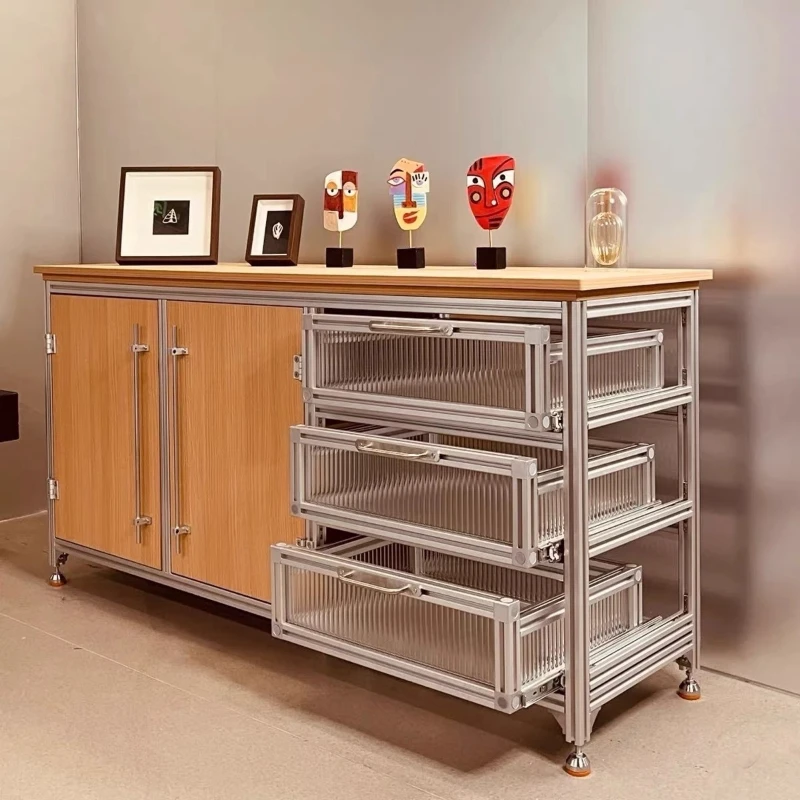 

Ocean plate, coffee cabinet, aluminum profile rack, antique storage, side cabinet, acrylic multi-layer wall locker