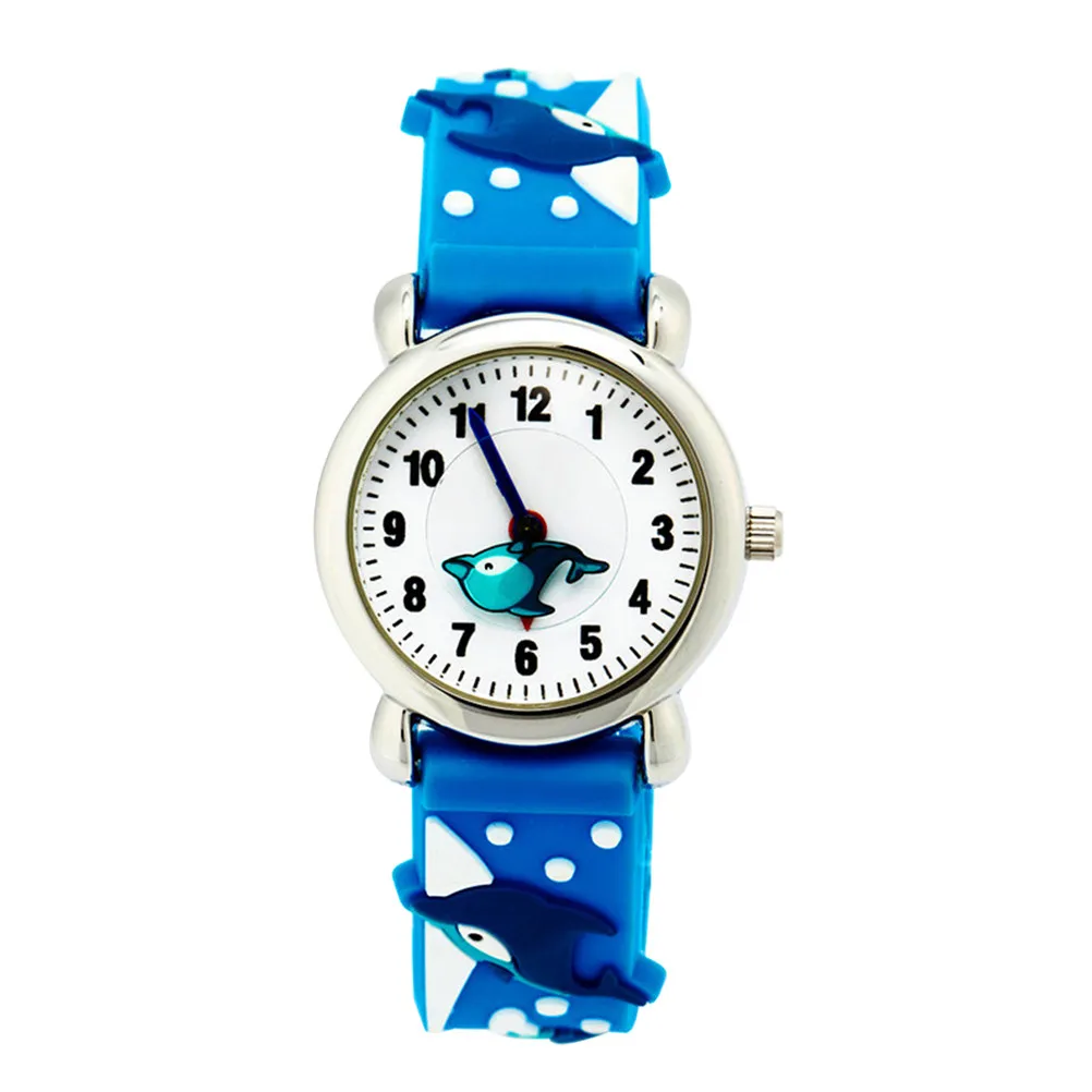 Dolphin Watch Cartoon Watch Soft Elastic Strap Bright Colors Precise Timekeeping Daily Waterproof for Students