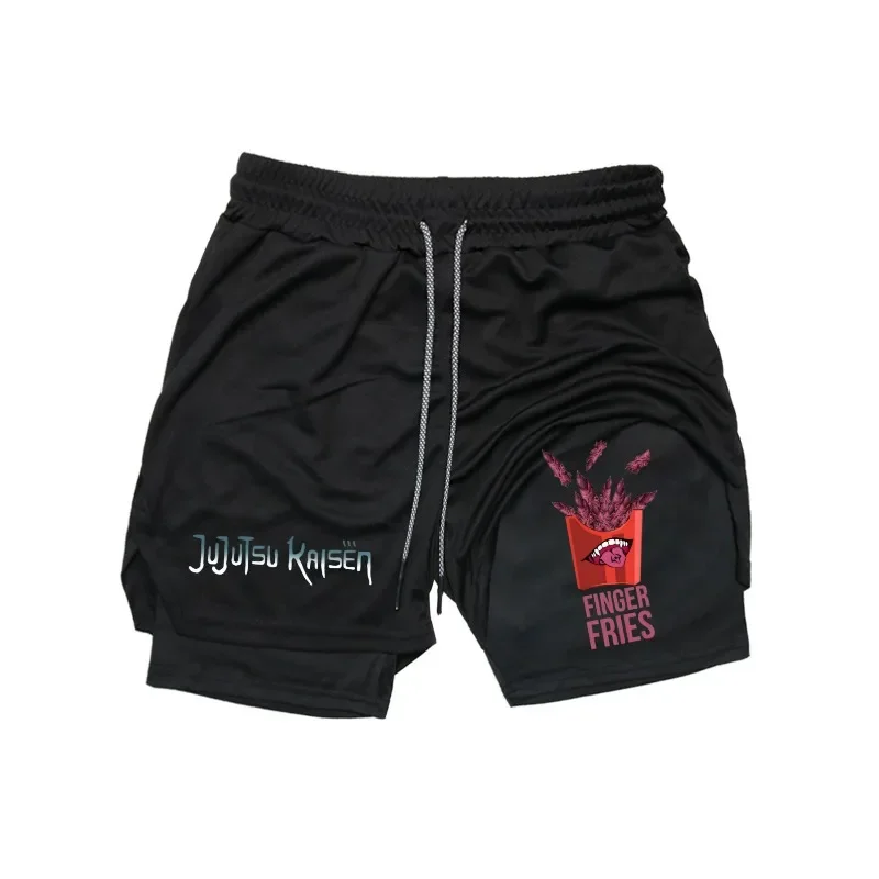 

2 in 1 Running Workout Shorts for Men Gym Performance Compression Shorts with Phone Pocket Towel Loop Athletic Activewear