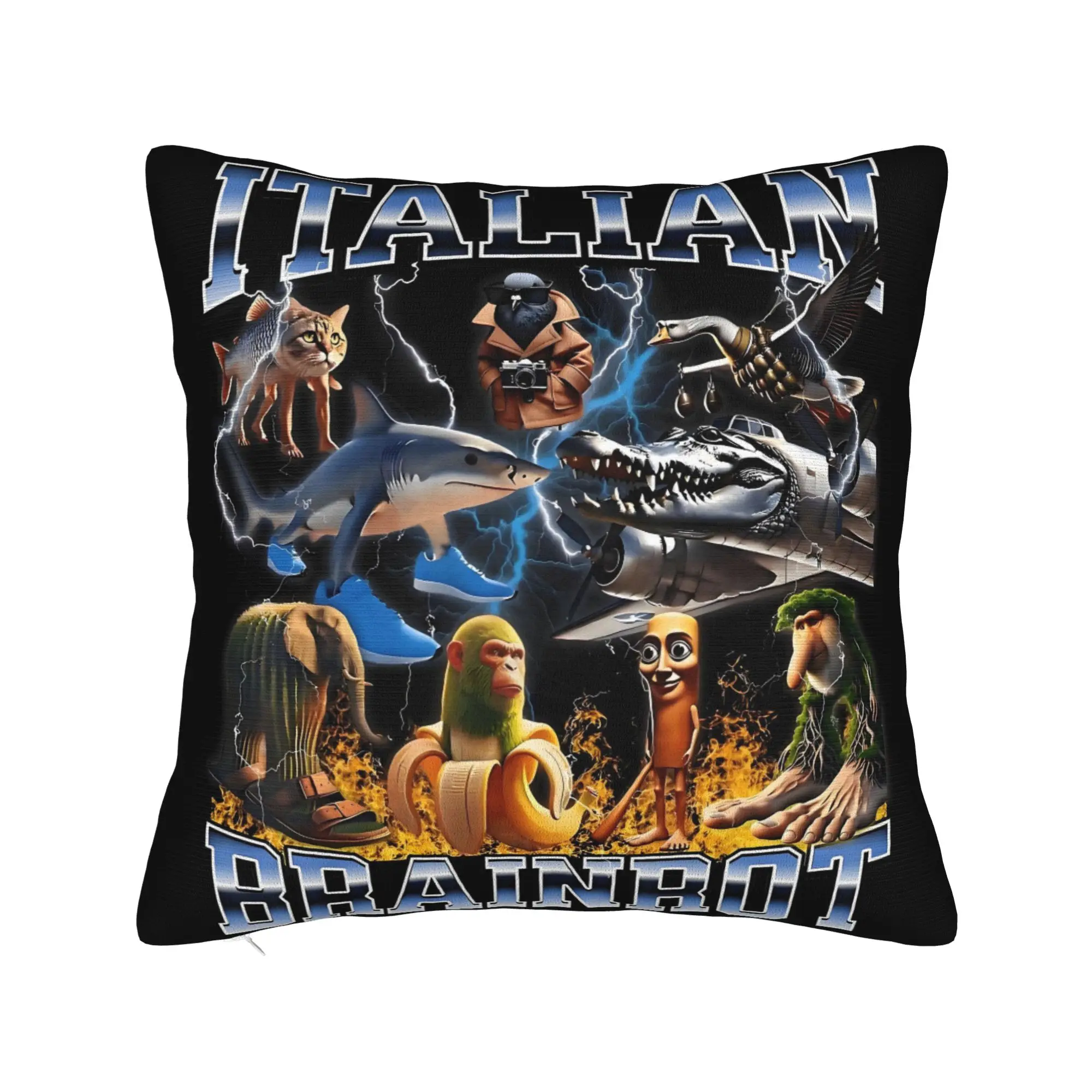 Bombardiro Crocodilo Tralalero Tralala  Pillow Covers Sofa  Italian Brainrot Meme  Modern Cushion Cover Soft Pillowcase