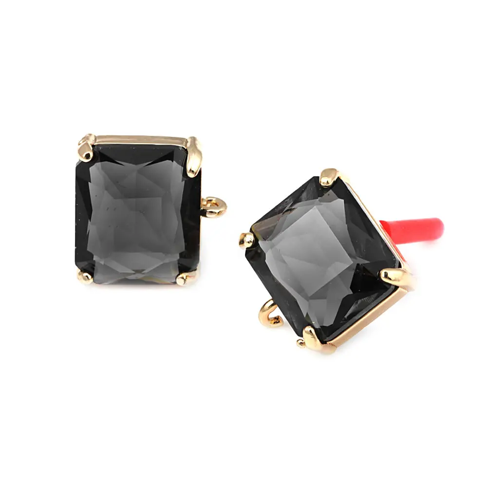 18K Gold Color Brass Glass Rectangle Round Heart Shape Stud Earrings Pins Diy Jewelry Making Earrings Accessories for Women