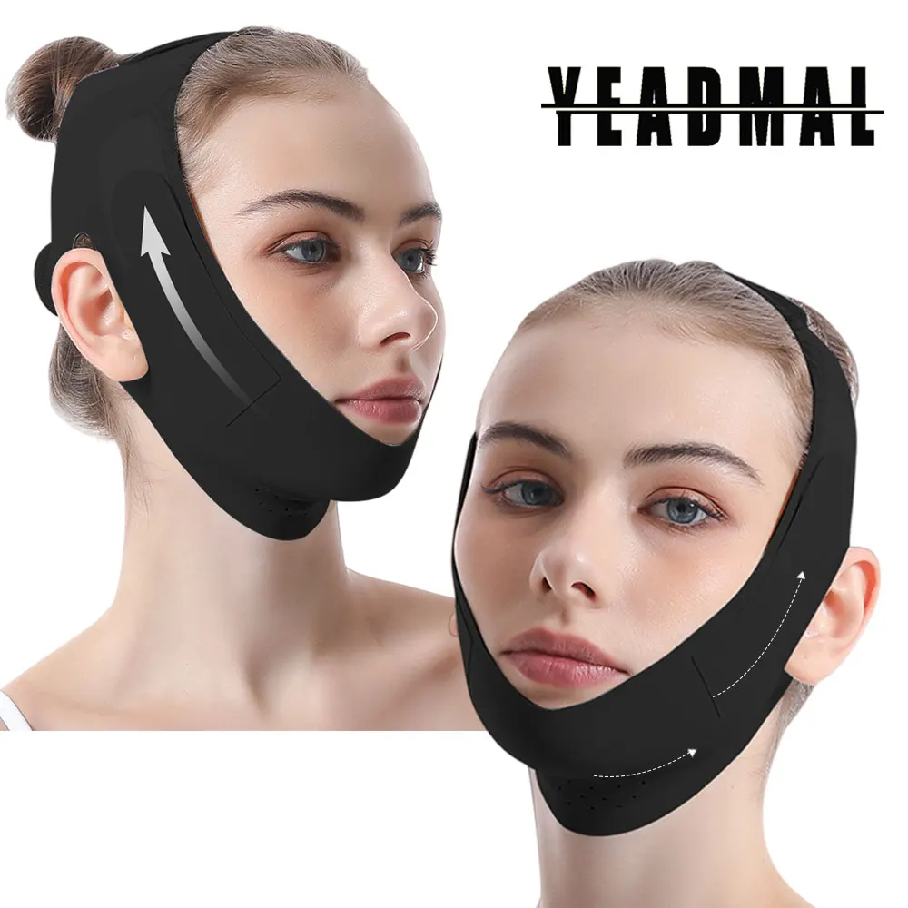 حزام الذقن للنوم، شريط شد الوجه للذقن المزدوجة للنساء، قناع رفع على شكل حرف V قابل لإعادة الاستخدام، حزام تنحيف الوجه قابل للتعديل