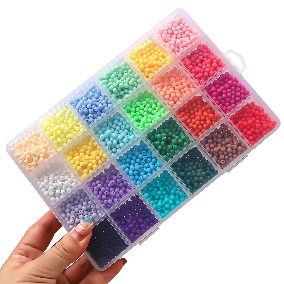 

24 grid glass rice bead box 4mm solid colored acrylic beads Charm DIY Jewelry Creation Materials Handmade needlework beads