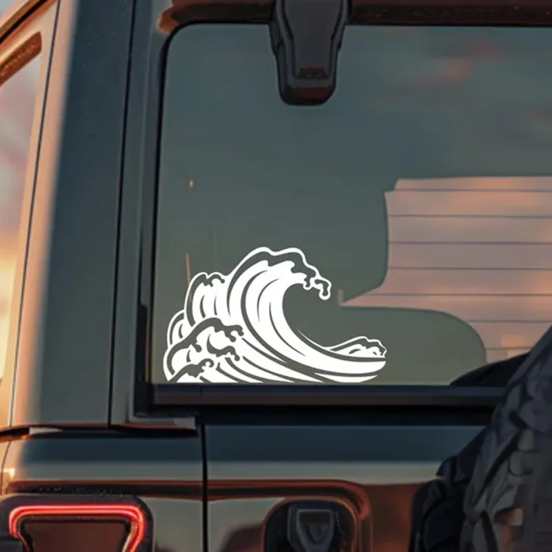 

1pc Ocean Wave Car Sticker, Suitable for Car Windows, Bumpers, Exterior Body Decorations, Outdoor Adventure Stickers, Sun-Proof
