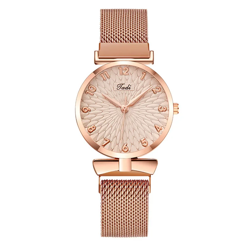 Creative Women's Quartz Watch Delicate Bow Decoration Milanese Strap Sunflower Fishnet Design Ladies Wristwatch For Daily Wear