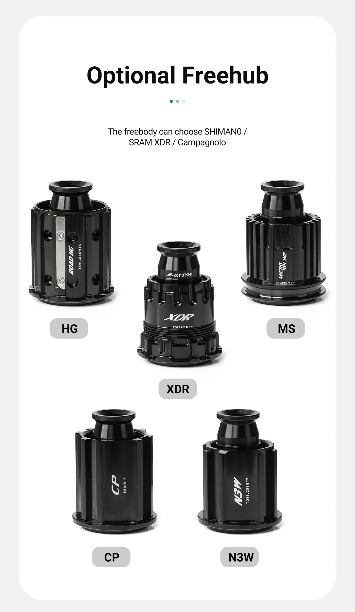RD13/RD13M/RD17/RD23/RD34-Center Thru Hub Freebody-Nabenkomponenten – Stahl/Keramik – HG/XDR – Detail 8