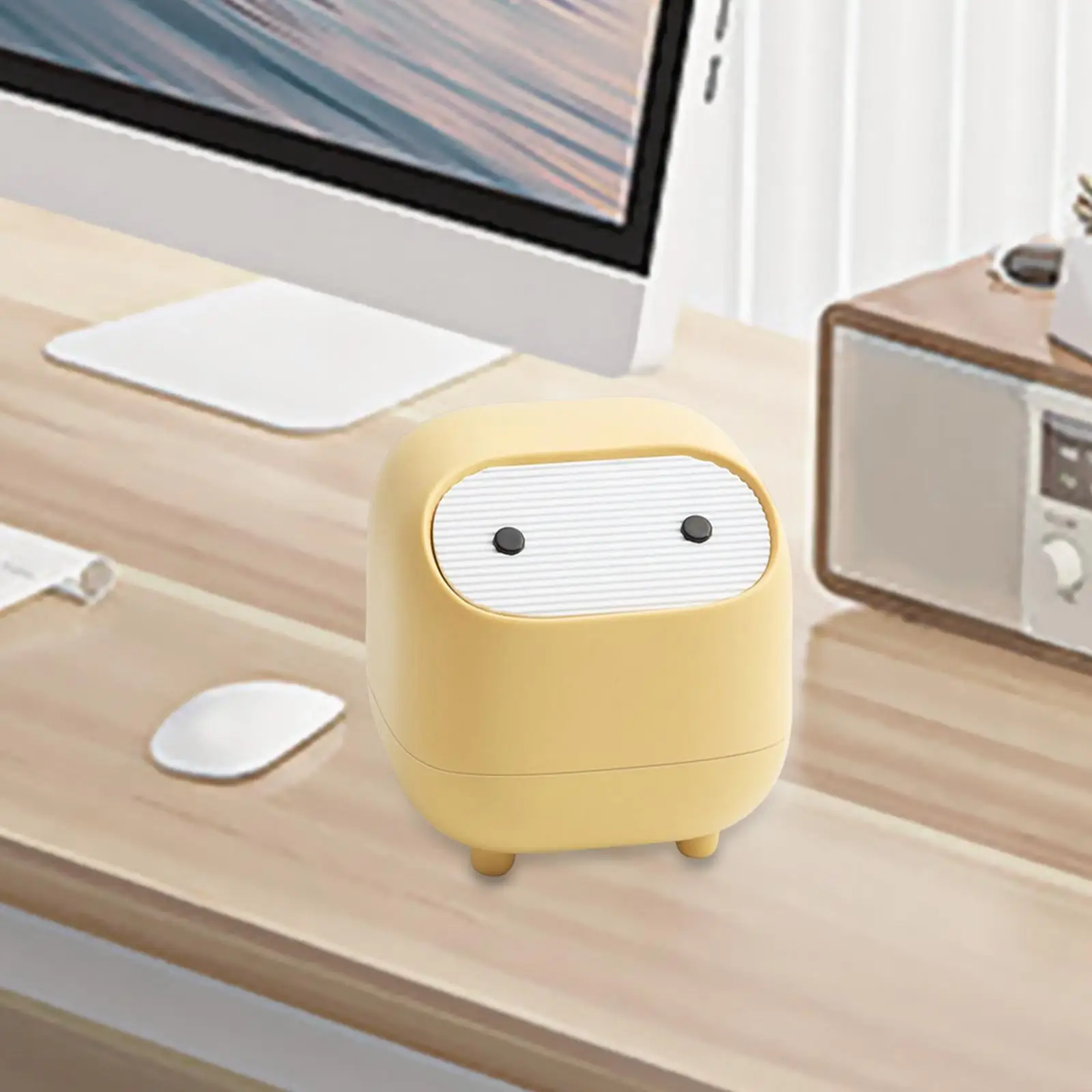 

Small Trash Can Mini Wastebasket Trash Can Dispenser Desk Organizer Garbage Bin for Home Bedroom , Yellow