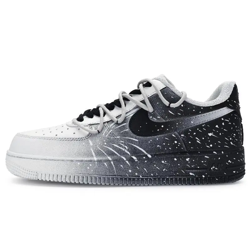 

[Custom Men's black and white fireworks]Nike Air Force 1 Low 811 Manufacturing, Black And White, Fireworks Low Top Skateboard