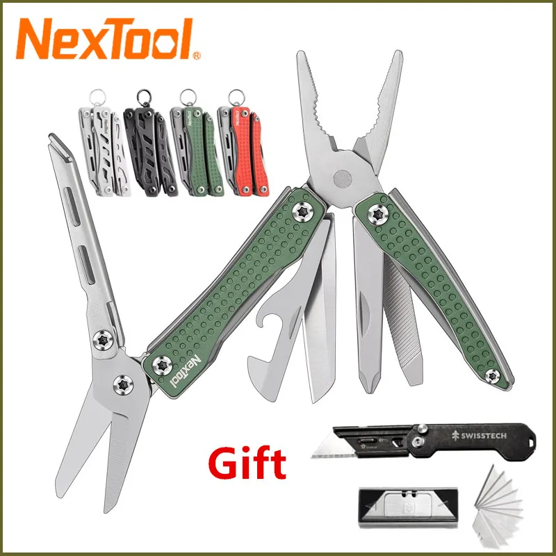 NexTool Mini Flagship Red/Green 10 IN 1 Multi Functional Folding EDC Hand Tool Screwdriver Mini Pliers Bottle Opener Outdoor