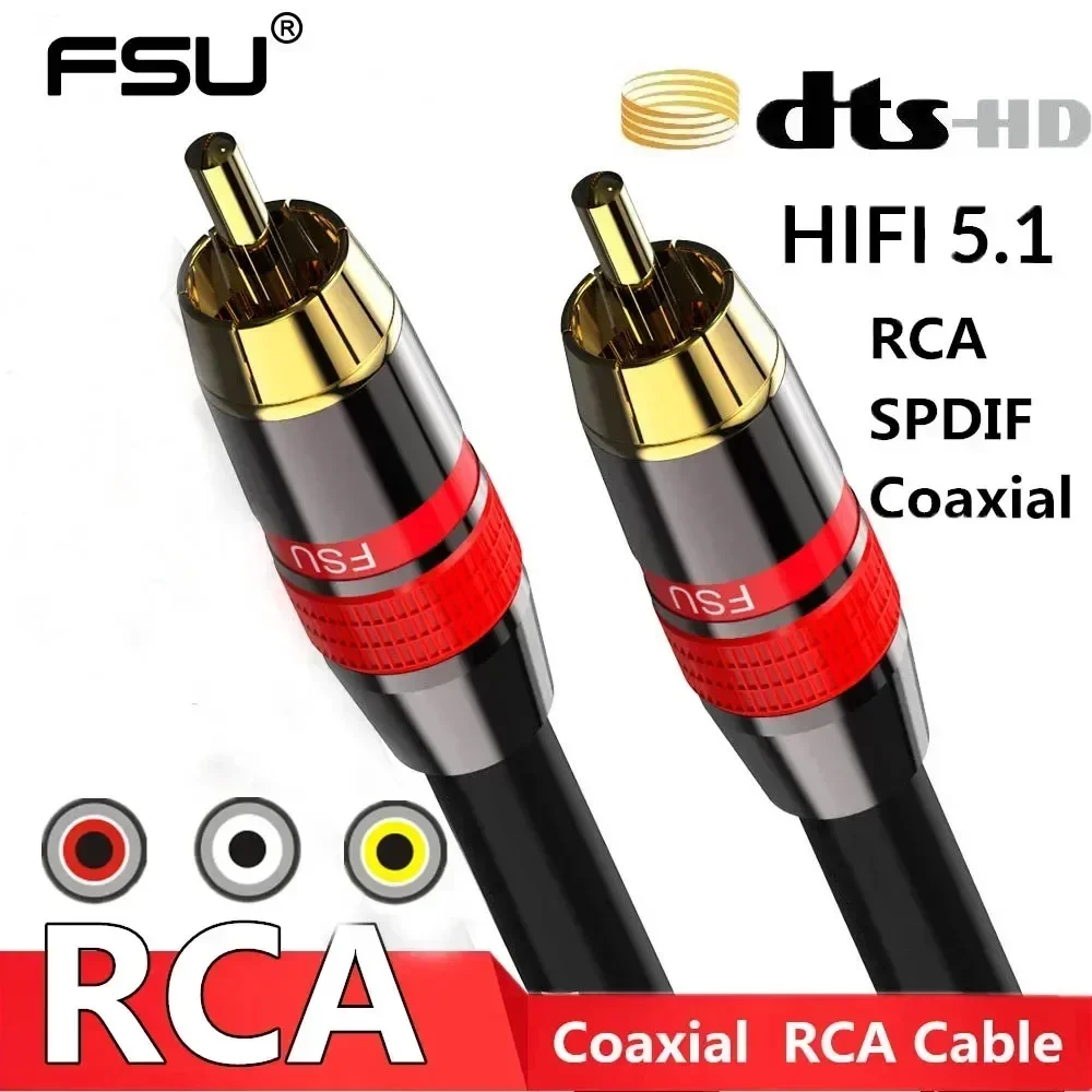 동축 디지털 오디오 RAC 케이블 SPDIF RCA-RCA 비디오 남성 DVD 프로젝터 TV 스피커 증폭기 0.5M 1M 2M 3M 5M