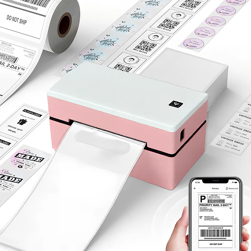 

Bluetooth термопринтер розовый D200 портативный беспроводной небольшой HD-принтер для доставки, совместимый с iPhone Android Mac Window