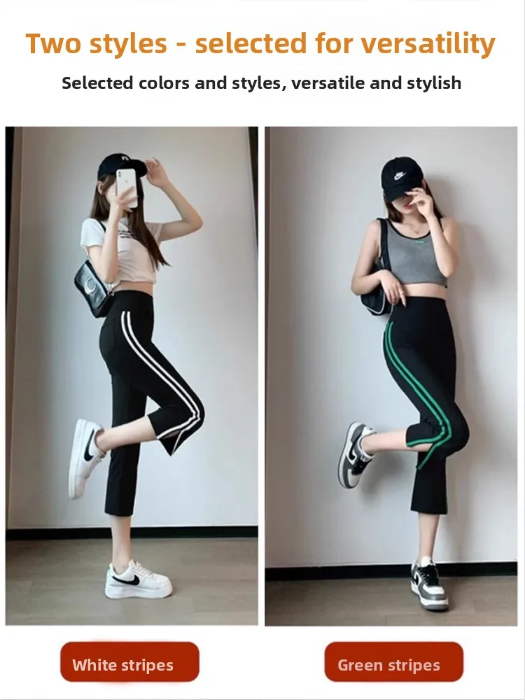   Pantalones de Yoga finos de siete cuartos de verano para persona, pantalones de capa Base Micro acampanados de cintura alta, pantalones informales de cintura alta