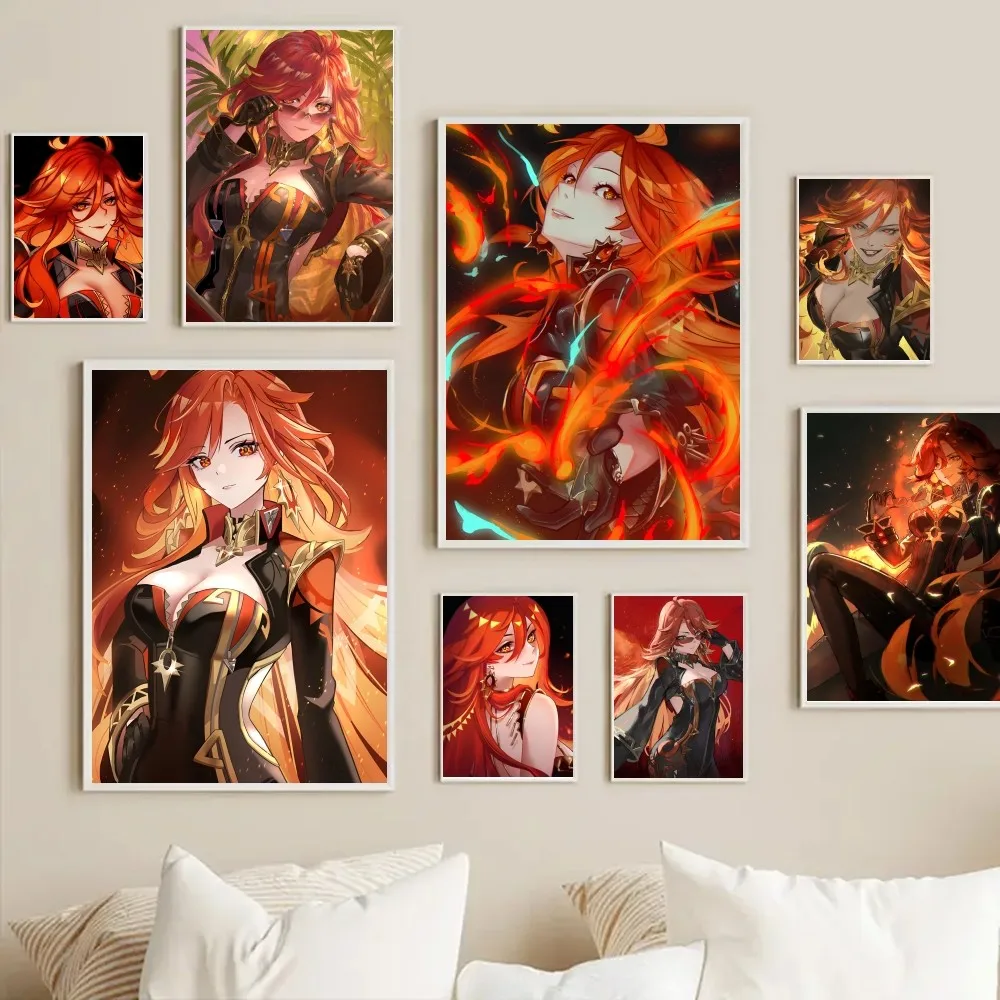 Anime Game Genshin Impact Mavuika Posters Stickers Living Room Bedroom Entrance Cafe Wall Art Decoration Painting Room Decor